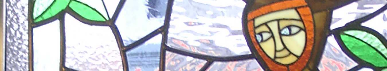 Detail van glas in lood raam Wooncentrum De Wonne Enschede